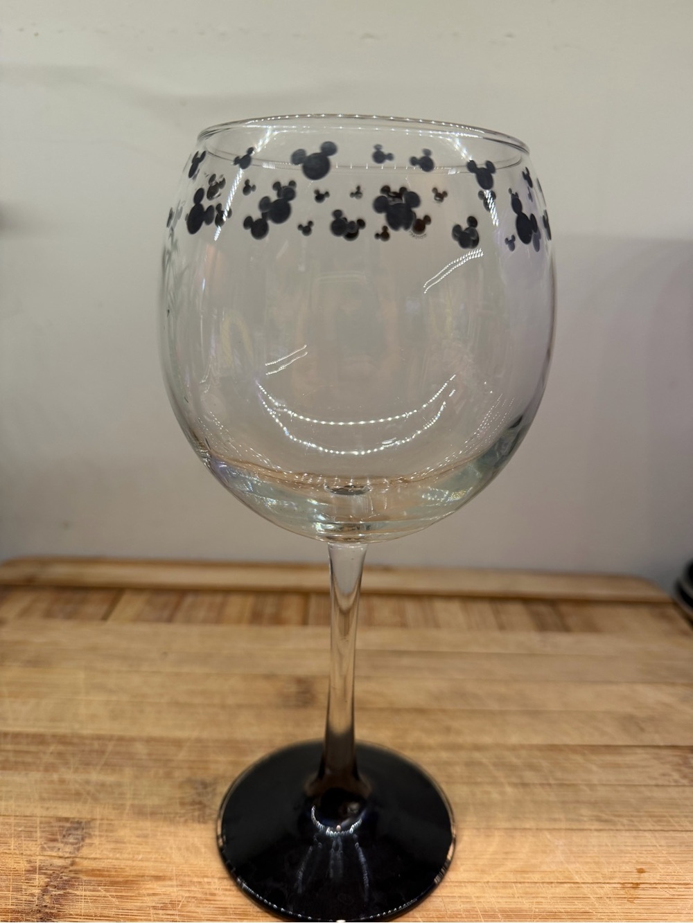Disney Parks Mickey Mouse Wine Glass Black Stem Mickey Icon Goblet